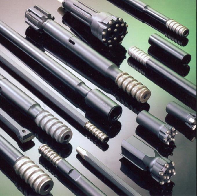Bor Shank End R25 Threaded Drill Rod Tungsten Carbide Dengan Hex 22 - 25mm Diamter
