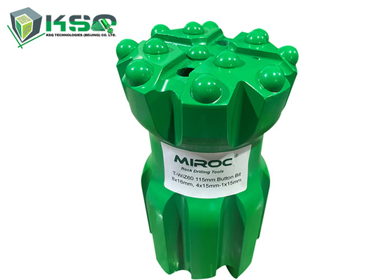Hijau / Biru Retrac Button Bit Untuk Hard Medium Untuk Hard Rock Mining Bagian T-WIZ60-115