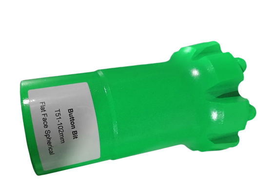 Hard Rock Drill Head T51-102mm Flat Face Spherical Thread Rock Drill Button Bit untuk Pertambangan