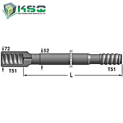 Kekuatan tinggi Rock Drill Rod diri pengeboran T51 21.5mm 6 Inch